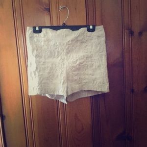 High waist cream shorts